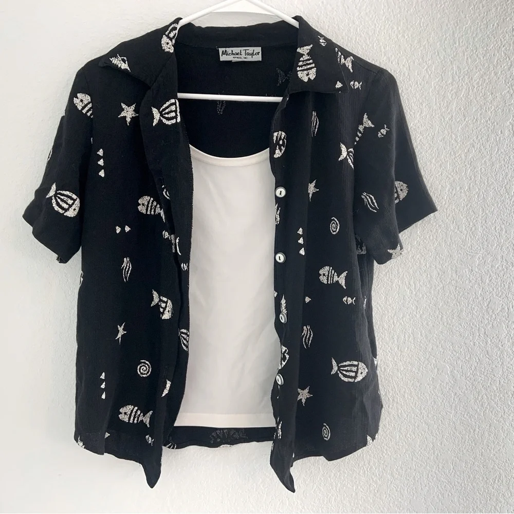 80’s Michael Taylor Coastal Print Shirt